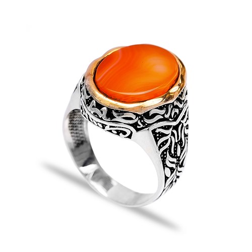 Agate Authentic Men Ring Wholesale Handmade 925 Sterling Silver